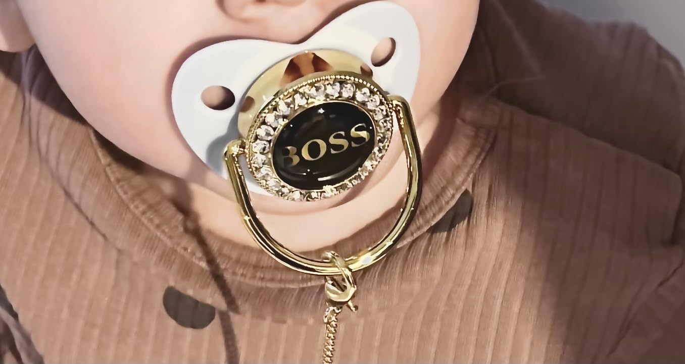 BOSS Pacifier with Gold Chain - Blue