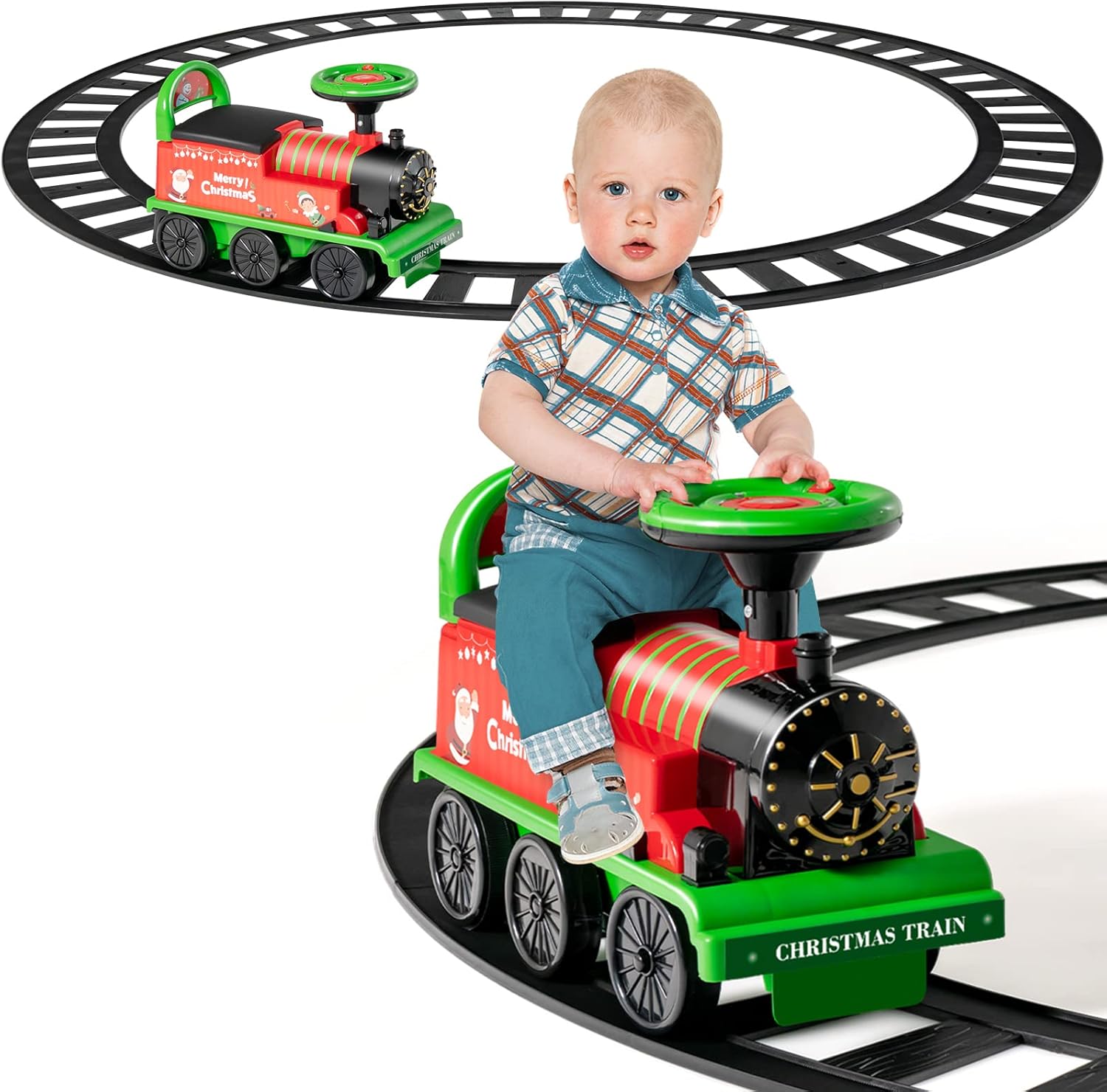 Kids Electric Train with Music & Lights - Green