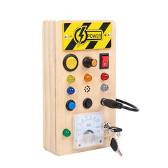 Montessori Busy Board - Giocattoli sensoriali in legno con interruttore a luce LED